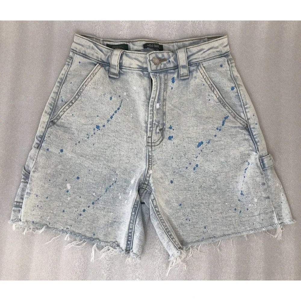 Wild Fable Highest Rise Utility Paint Splatter Bermuda‎ Jean Denim Shorts Size 0